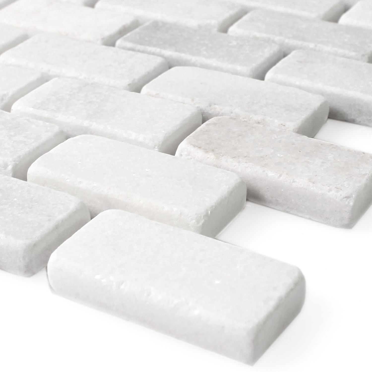 Marble Natural Stone Mosaic Treviso Brick White