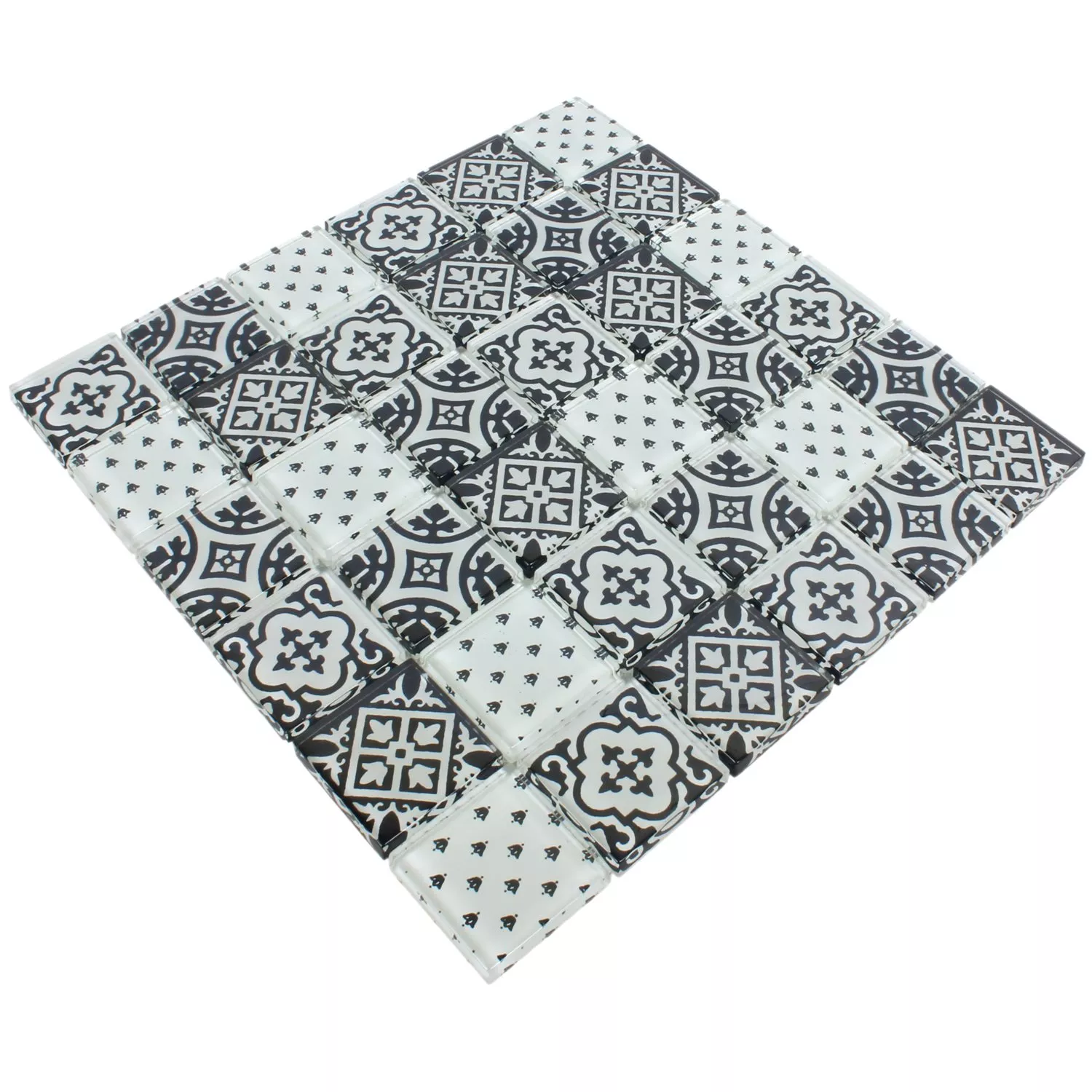 Mosaic Tiles Glass Dante Black White