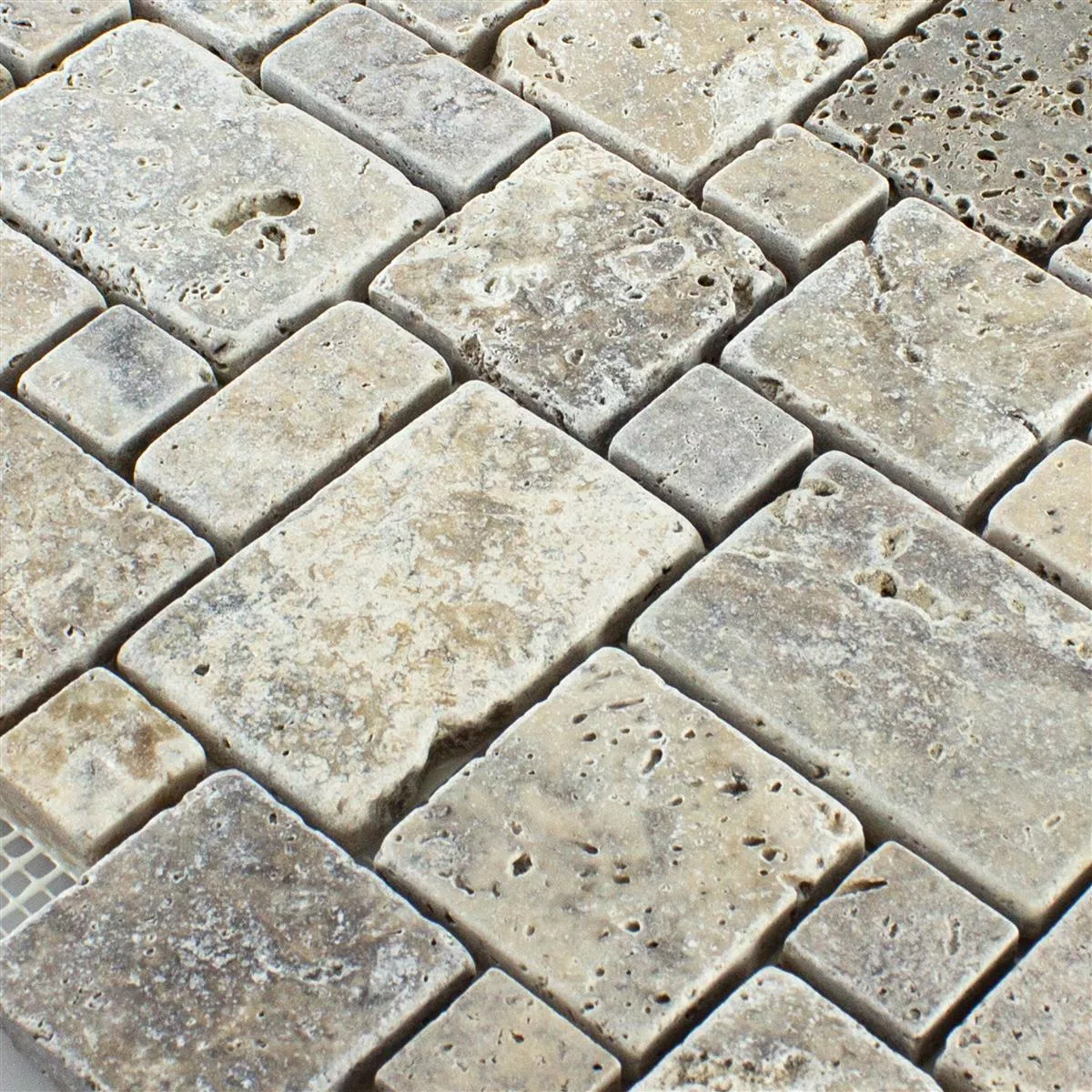 Natural Stone Travertine Mosaic Tiles LaGrange Silver