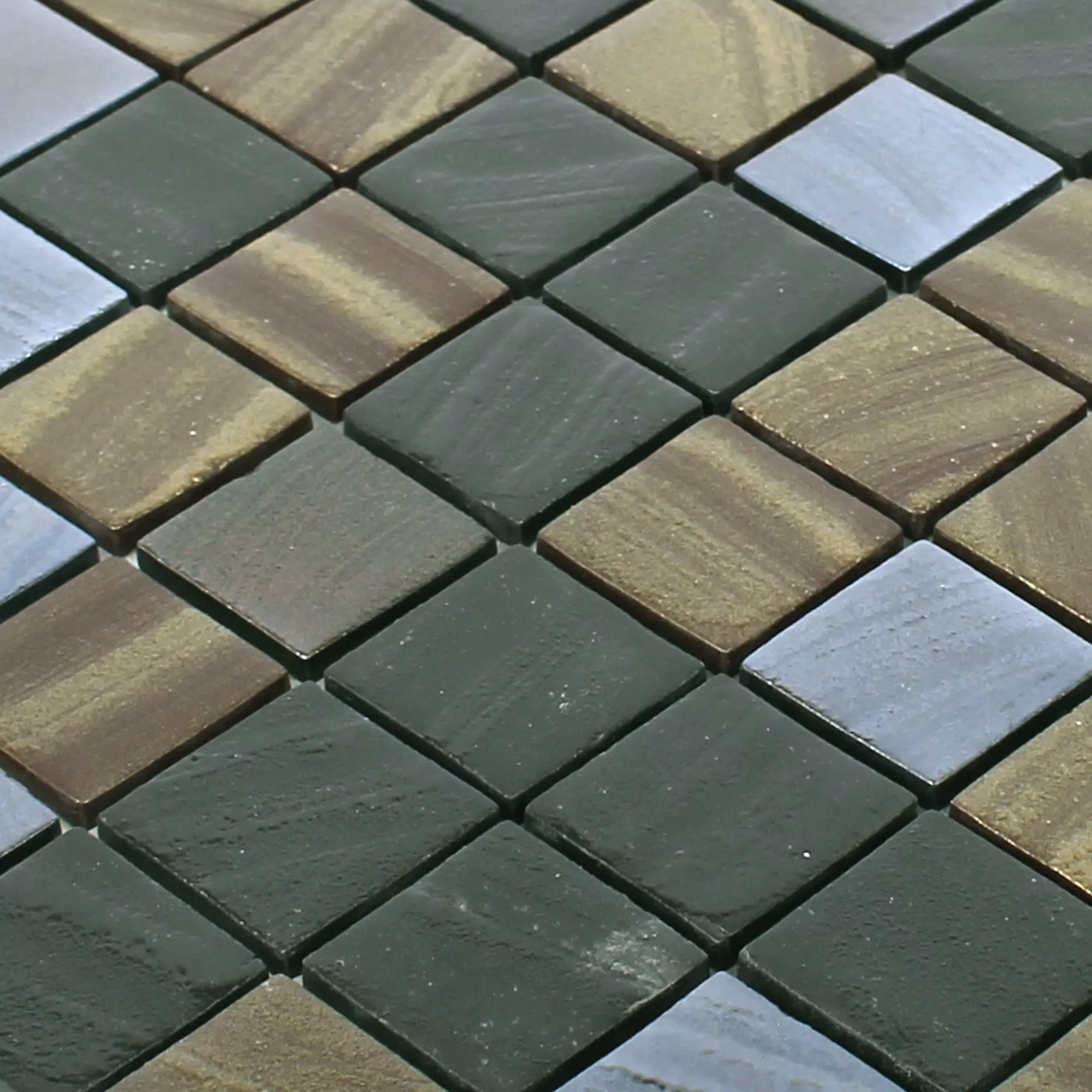 Sample Glass Mosaic Tiles Mascota Black Gold Bronze
