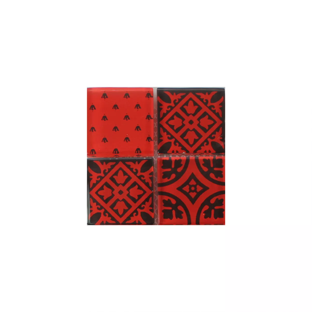 Sample Mosaic Tiles Glass Barock Ornament Red