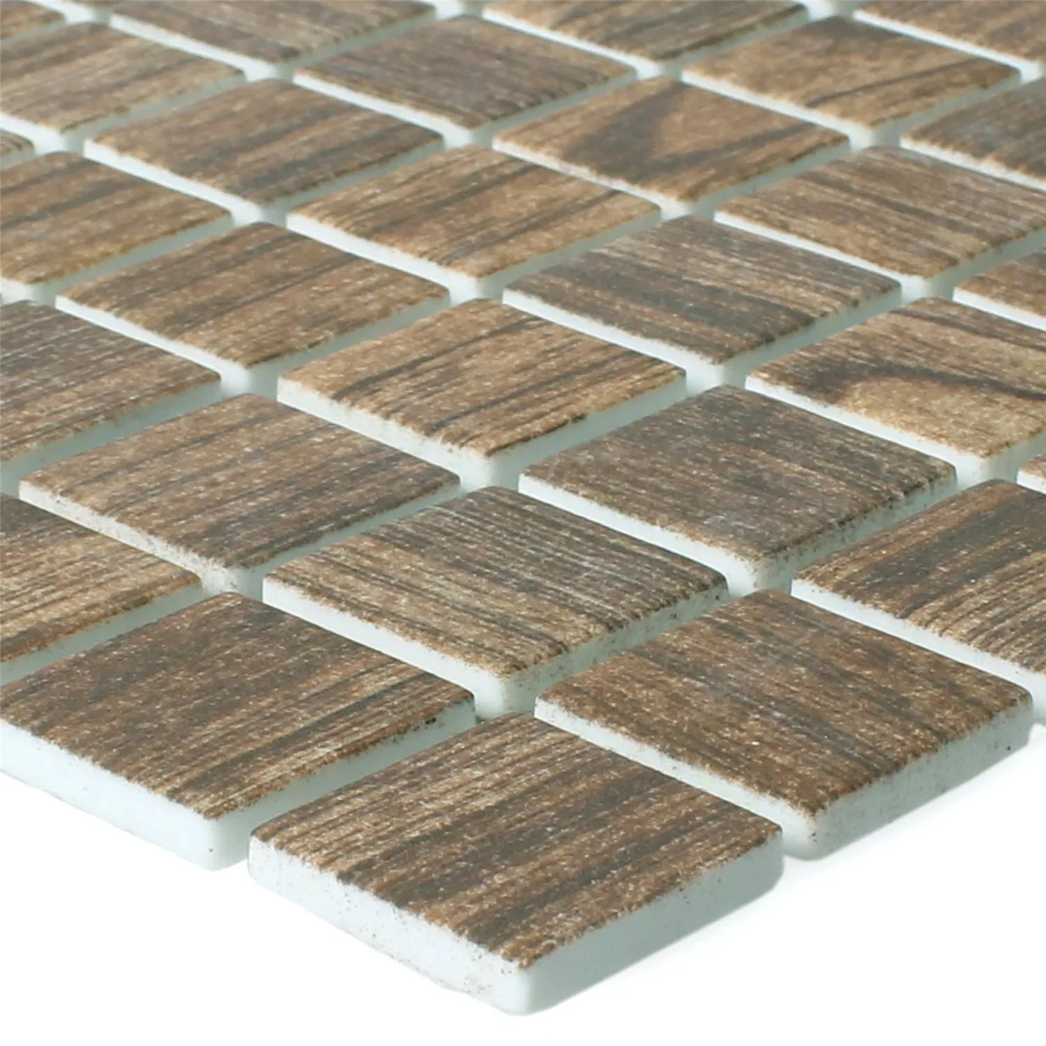 Mosaic Tiles Glass Valetta Wood Structure Brown
