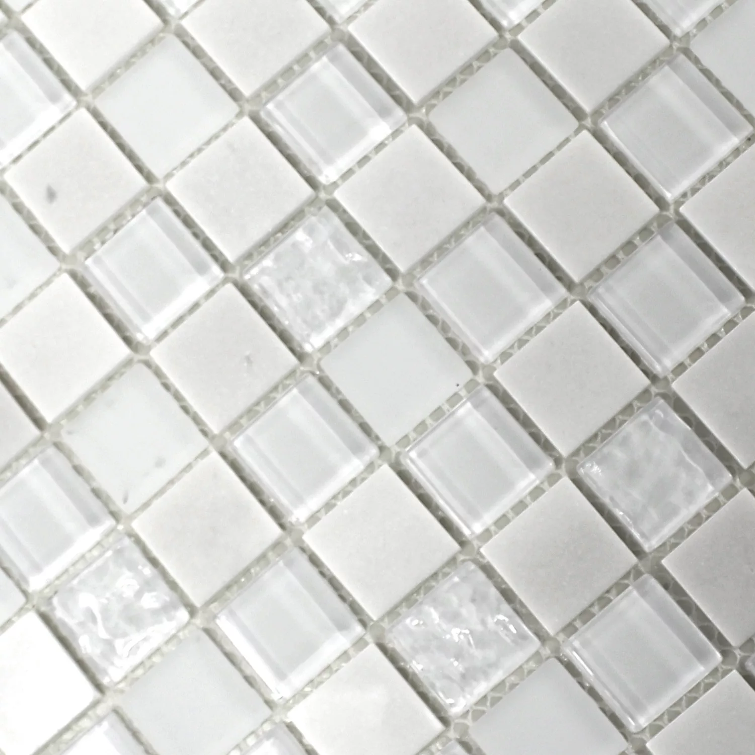 Self Adhesive Mosaic Natural Stone Glass Mix White