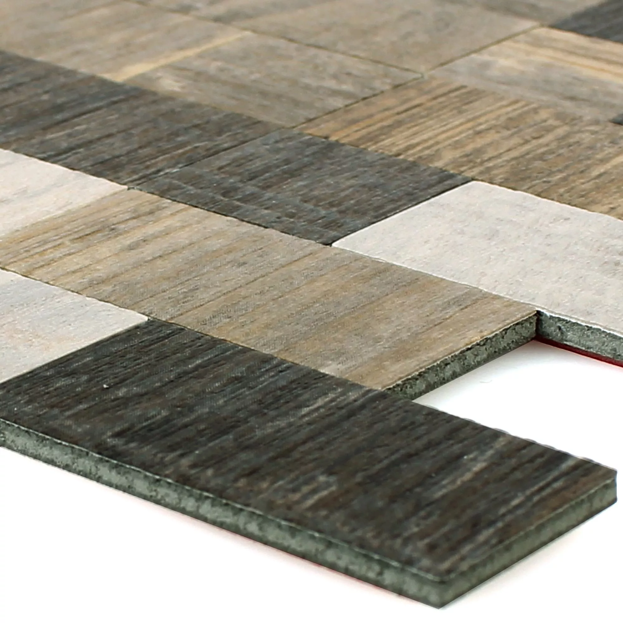 Sample Mosaic Tiles Self Adhesive Wood Optic Arkansas Brown Beige