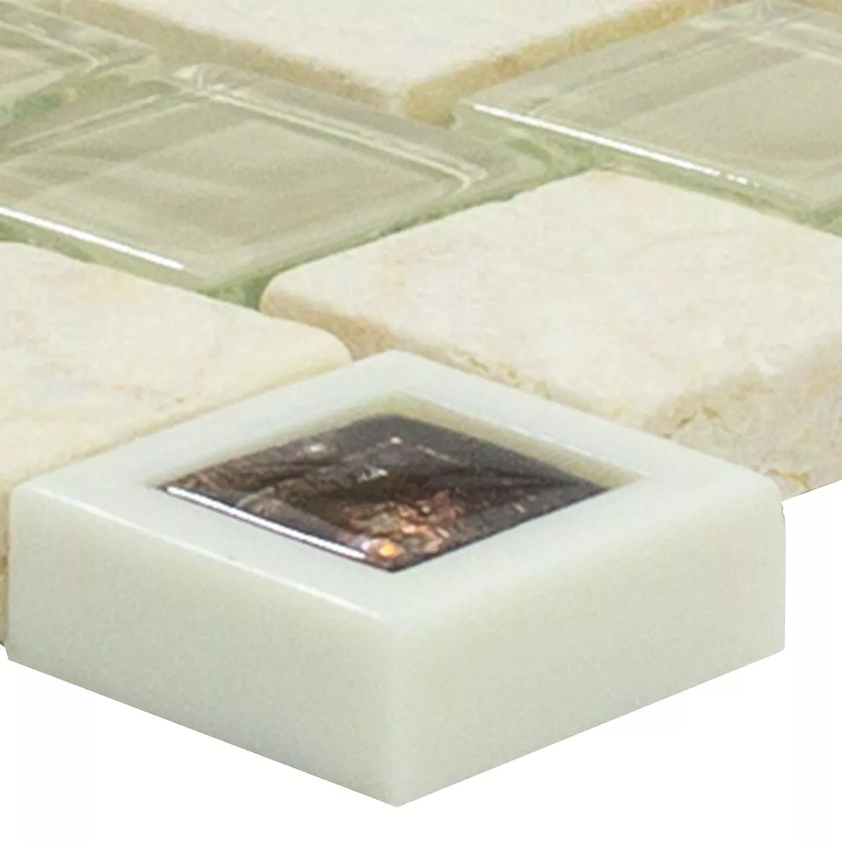 Sample Glass Plastic Natural Stone Mosaic Lunaquell Beige