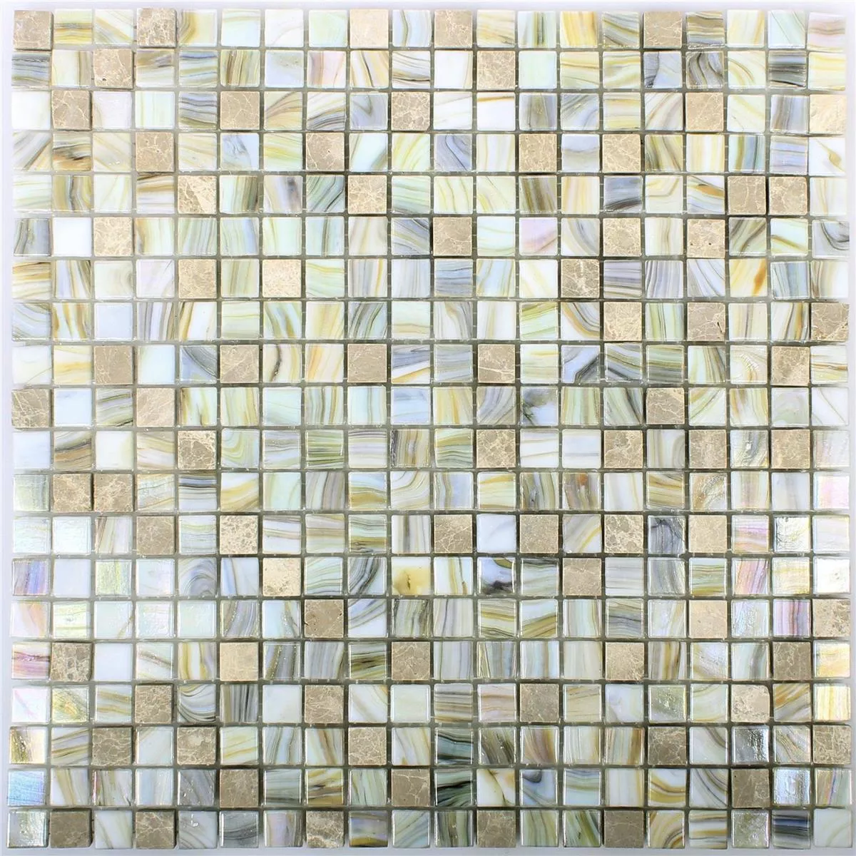 Glass Nacre Natural Stone Mosaic Tiles Fokus Beige