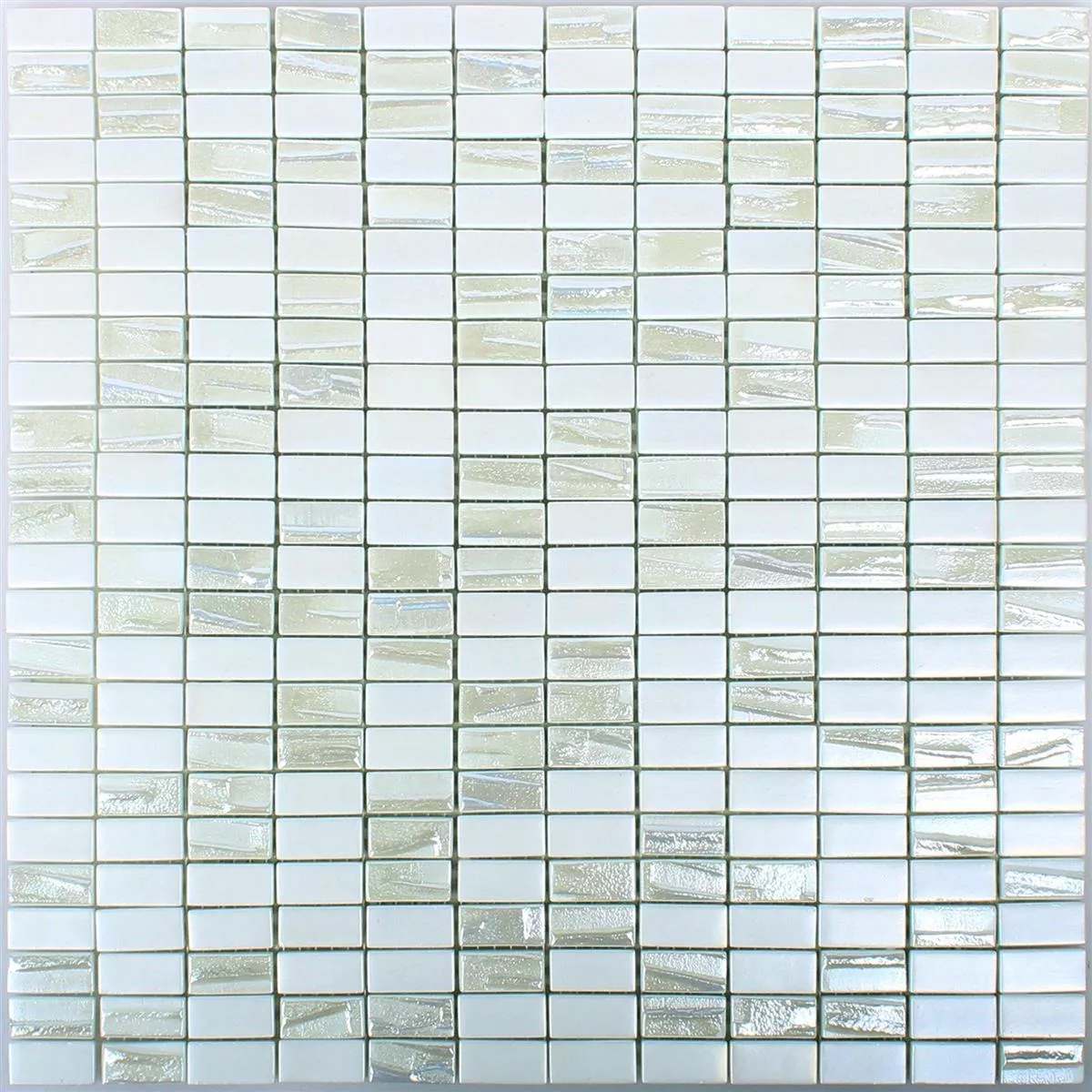 Glass Mosaic Tiles Presley White Metallic Sticks