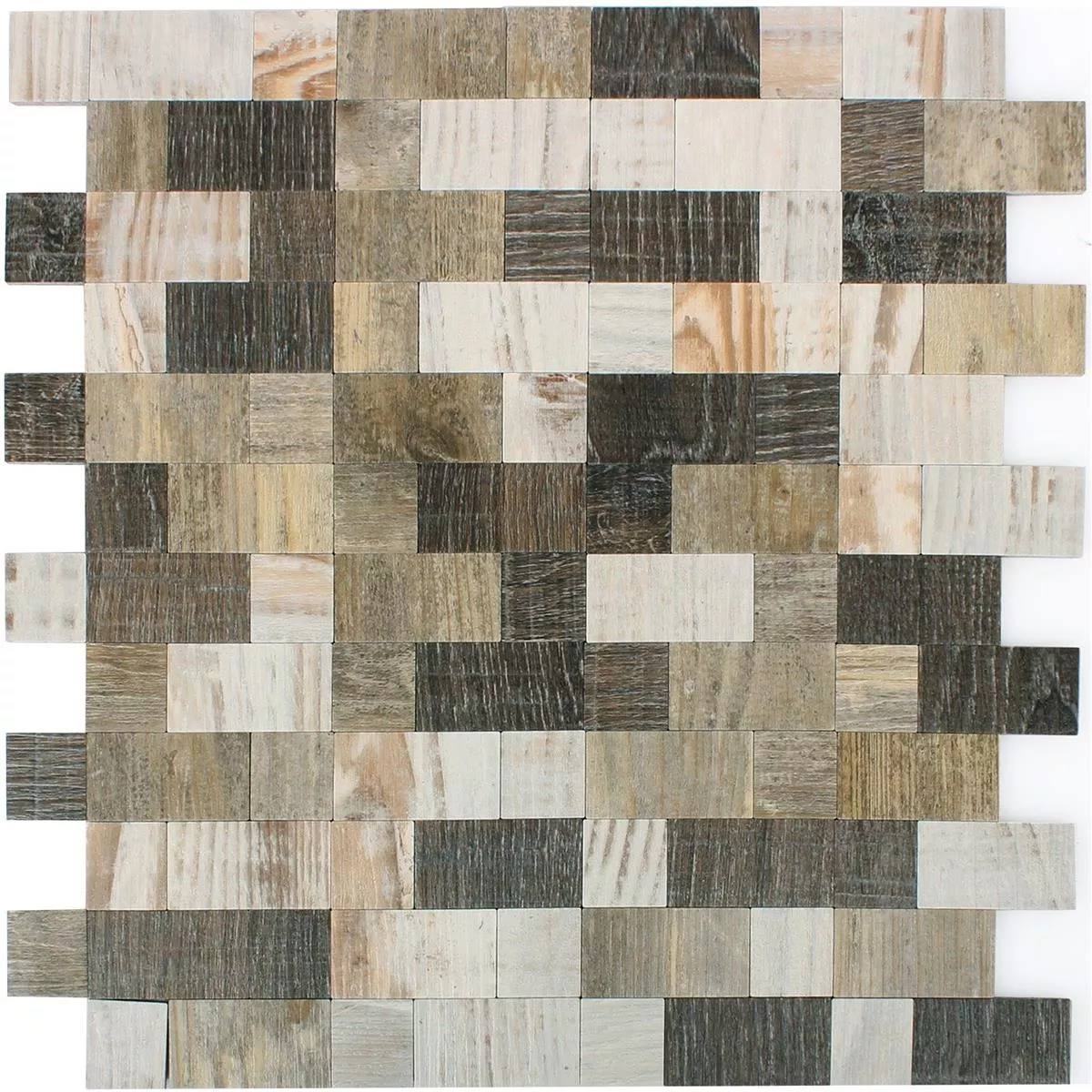 Sample Mosaic Tiles Self Adhesive Wood Optic Arkansas Brown Beige