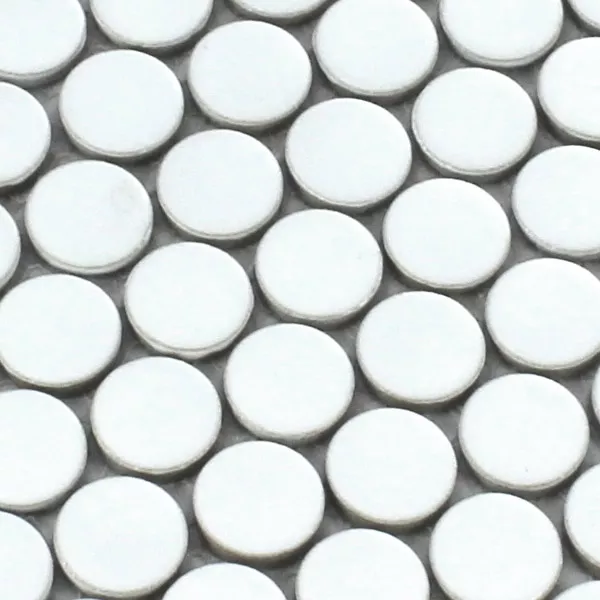 Sample Mosaic Tiles Ceramic Drop Round White Uni