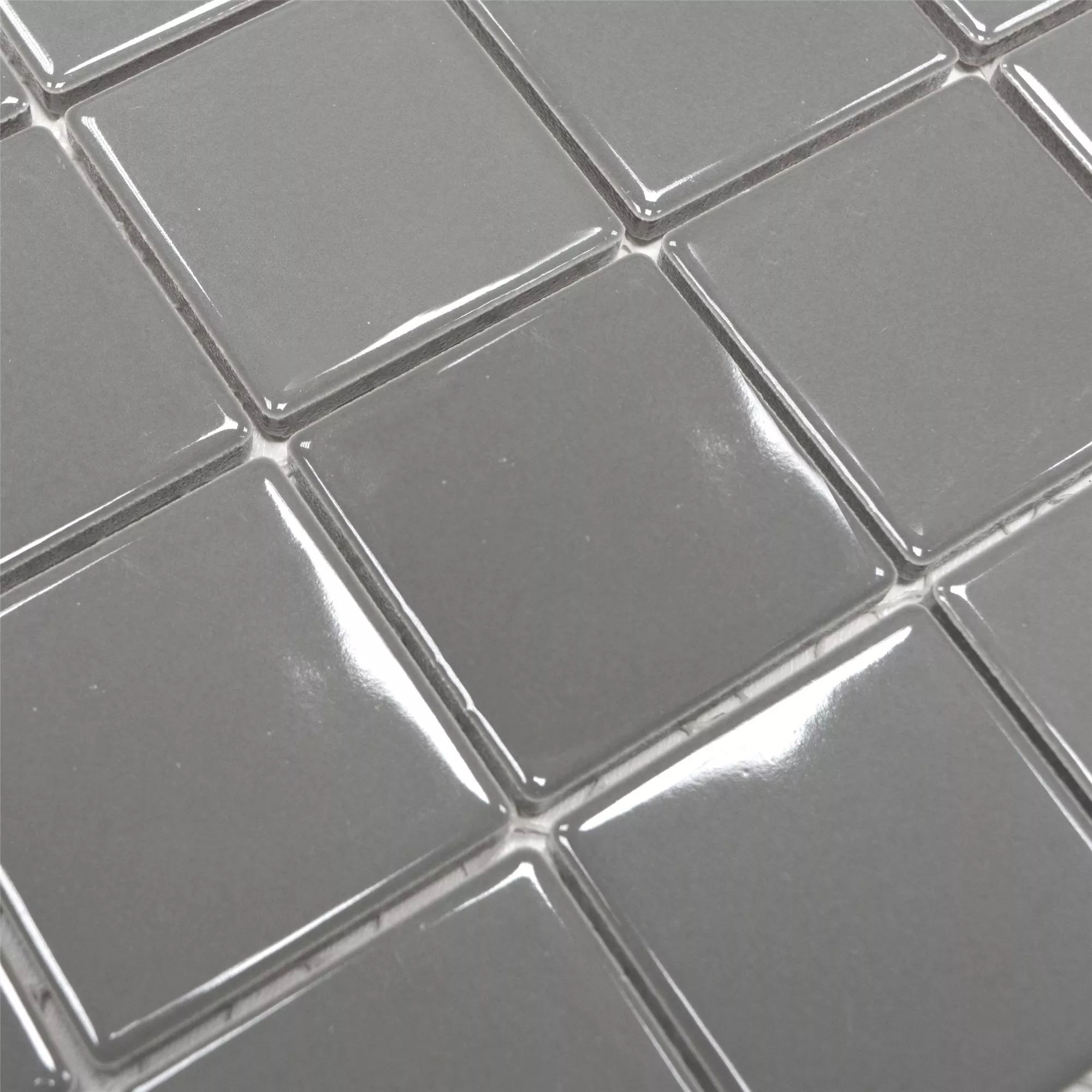 Ceramic Mosaic Tiles Adrian Grey Glossy Square 48