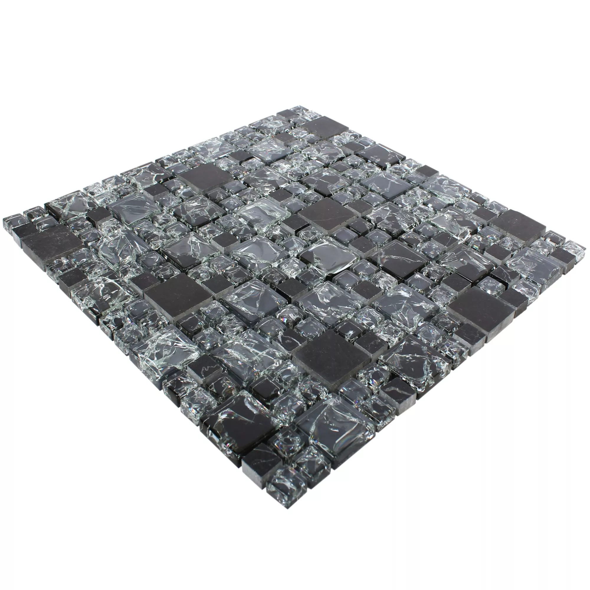 Sample Mosaic Tiles Glass Natural Stone Malawi Black ix