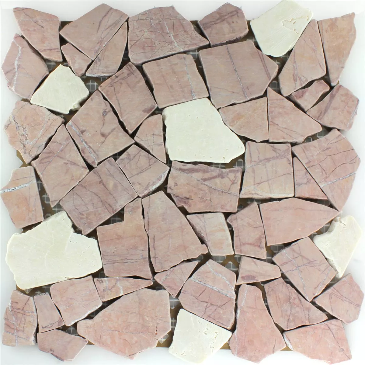 Sample Mosaic Tiles Broken Marble Rosso Verona Cream