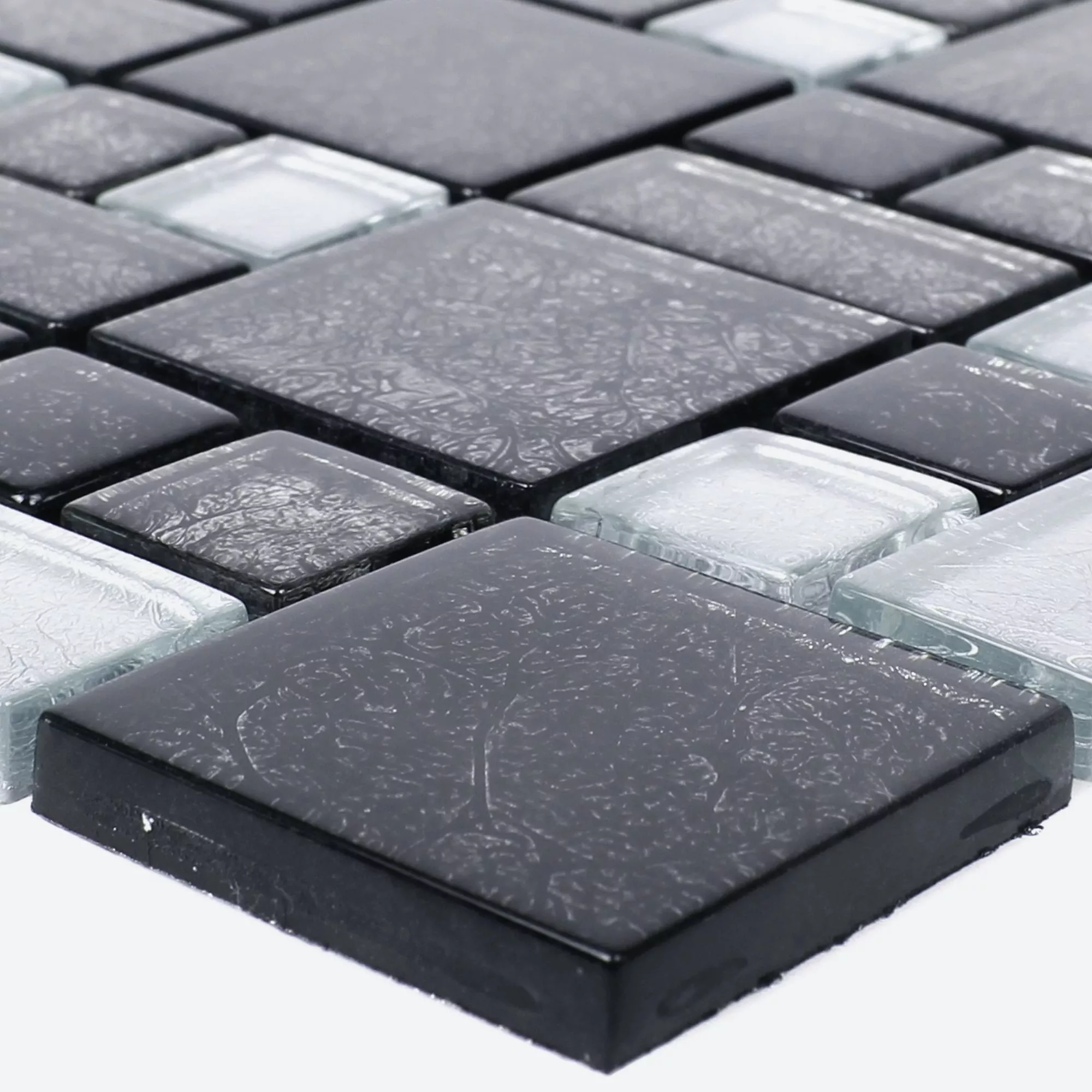 Glass Mosaic Tiles Curlew Black Silver 2 Mix