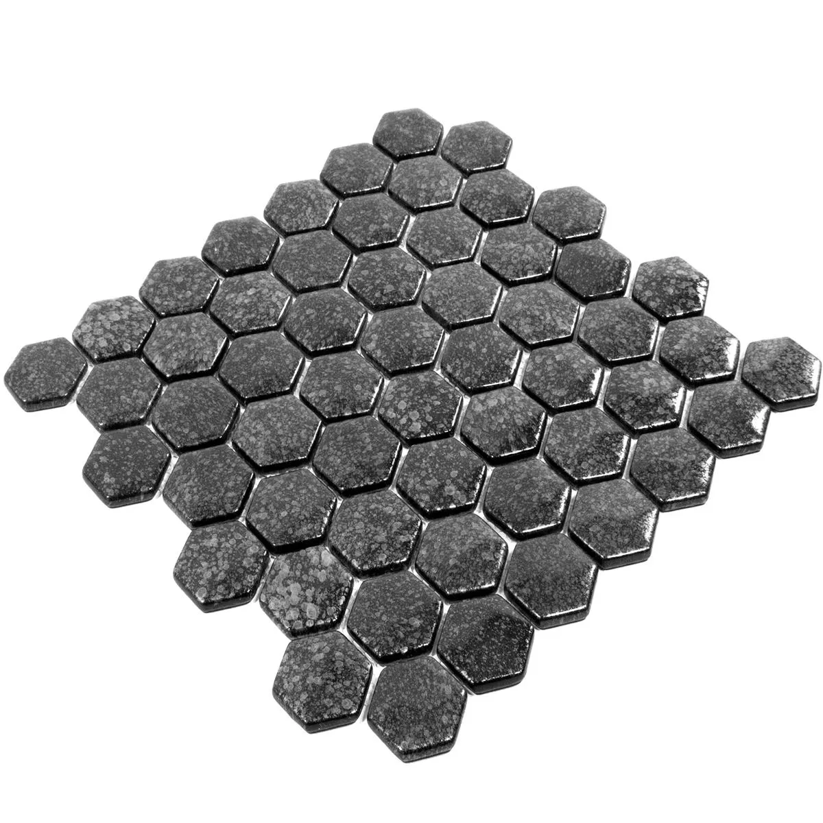 Sample Glass Mosaic Tiles Leopard Hexagon 3D Grey