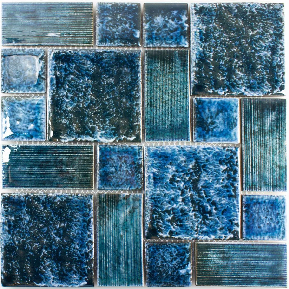 Sample Ceramic Mosaic Tile Bangor Glossy Cyan Mix