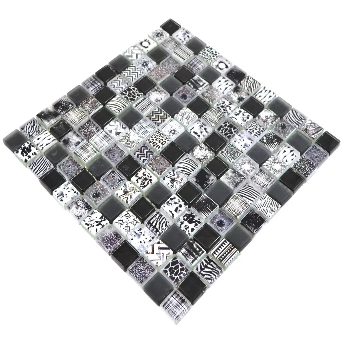 Glass Mosaic Tiles Cornelia Retro Optic Black