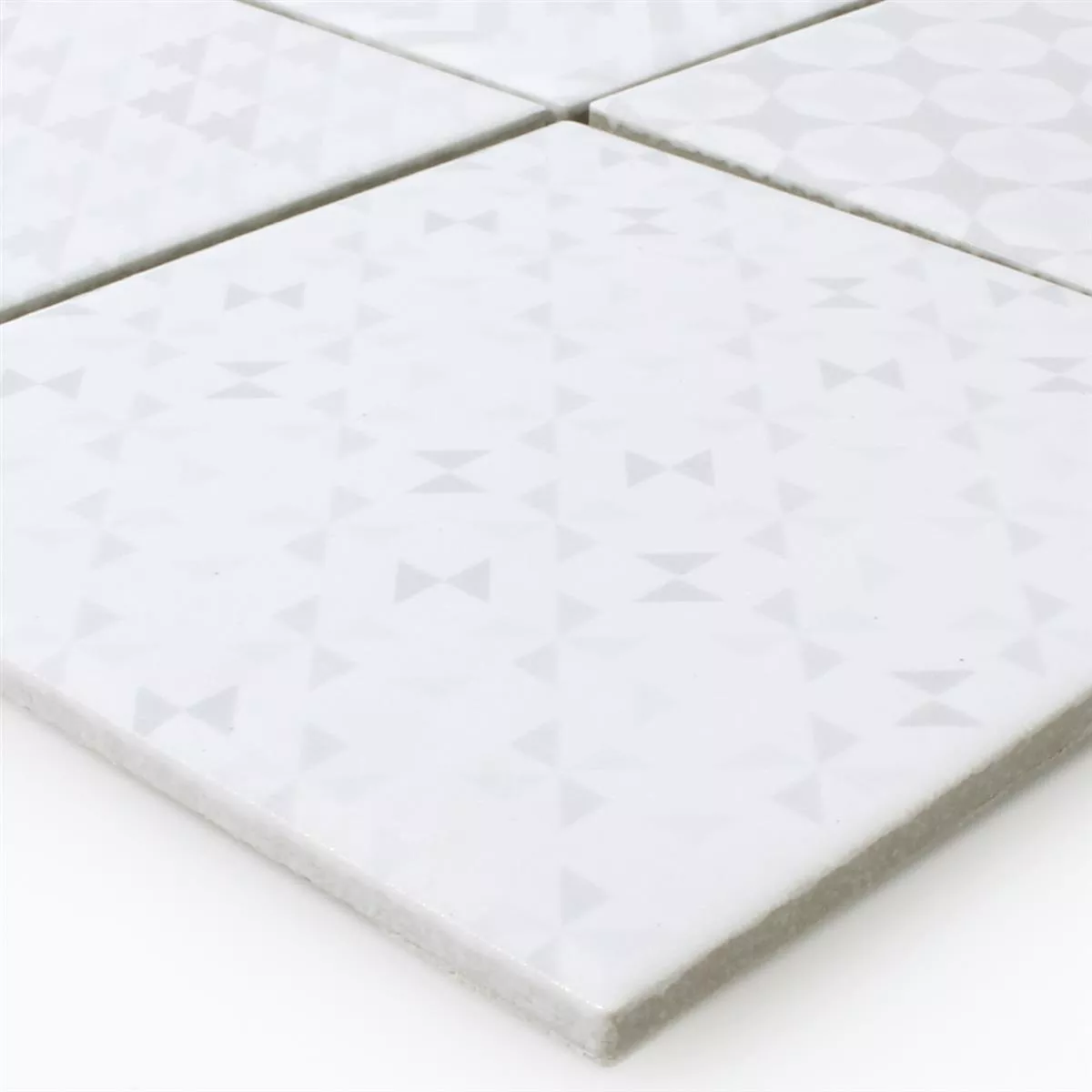 Mosaic Tiles Ceramic Cement Optic Geo White