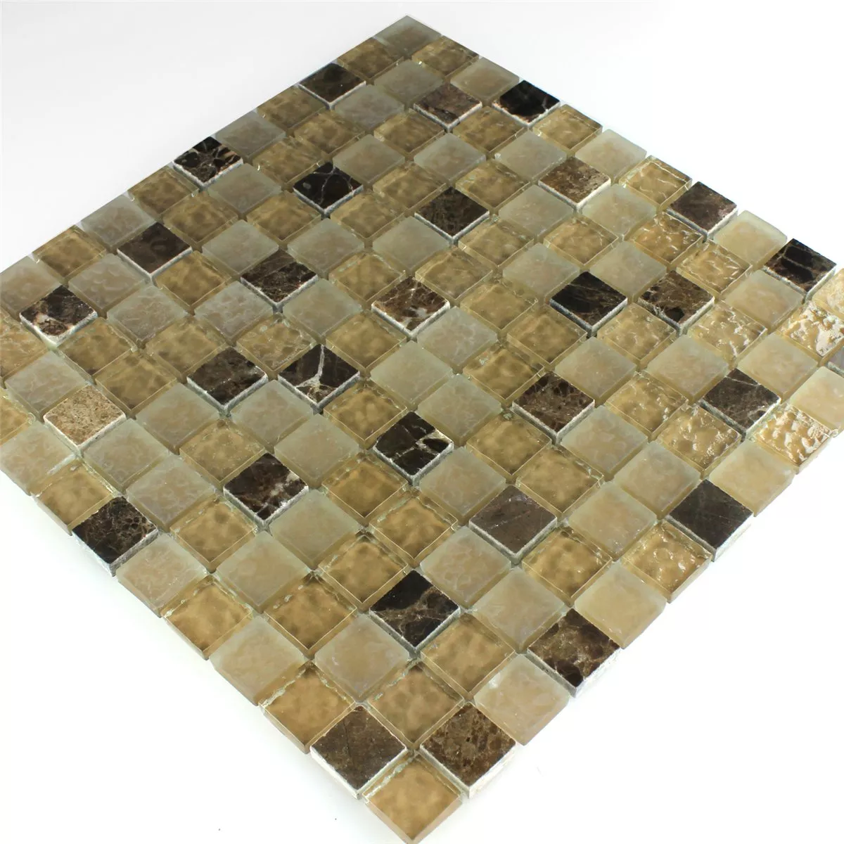 Sample Mosaic Tiles Glass Marble Beige Brown Fluted