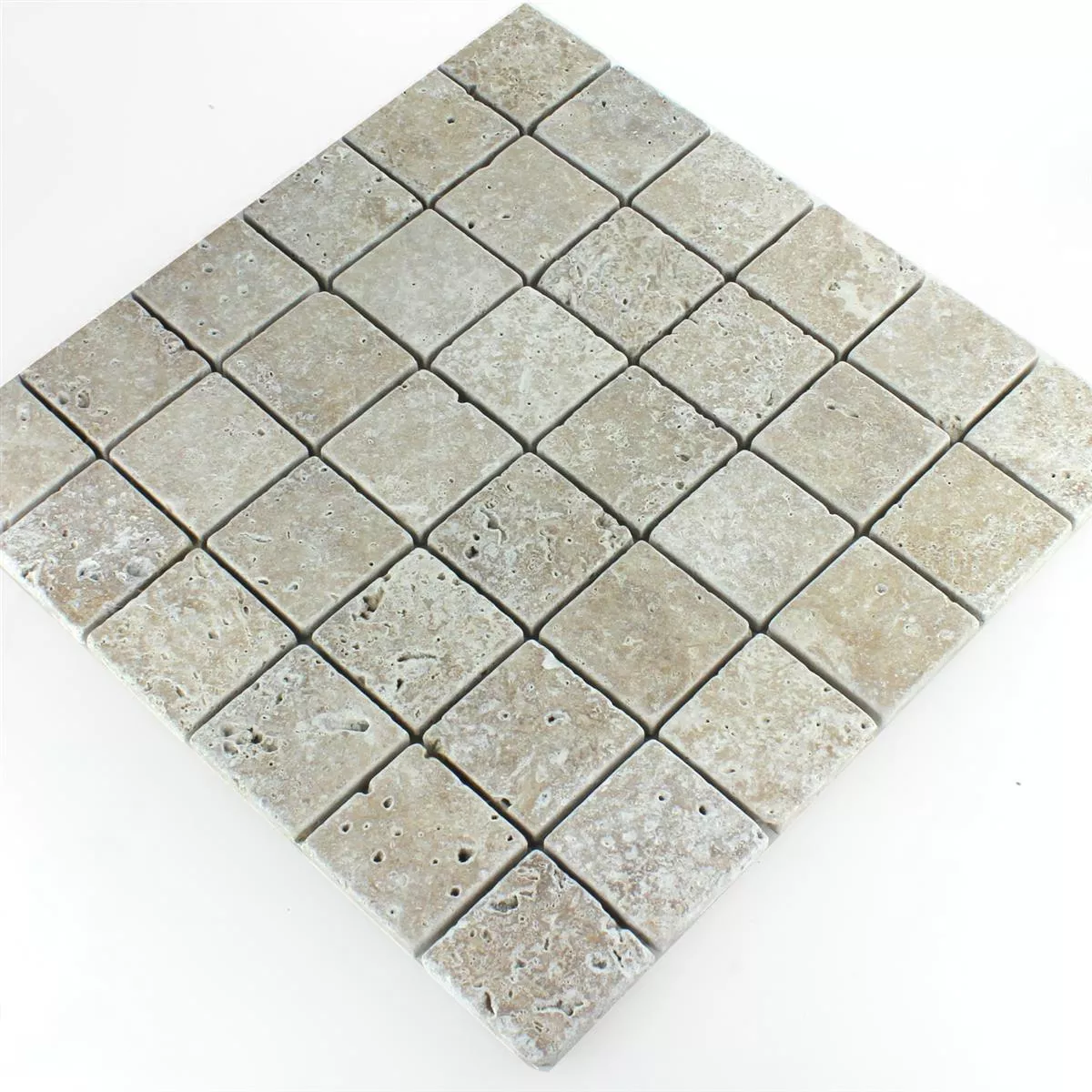 Sample Mosaic Tiles Travertine Noce Drummed 