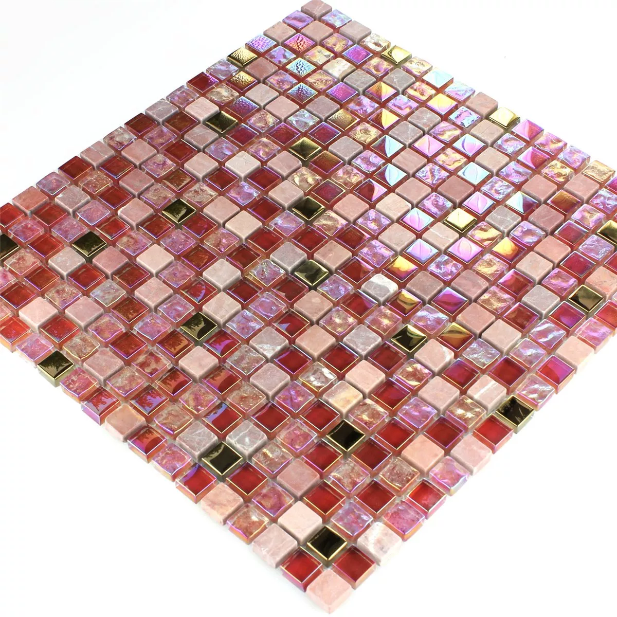 Sample Mosaic Tiles Glass Natural Stone Red Pink Gold