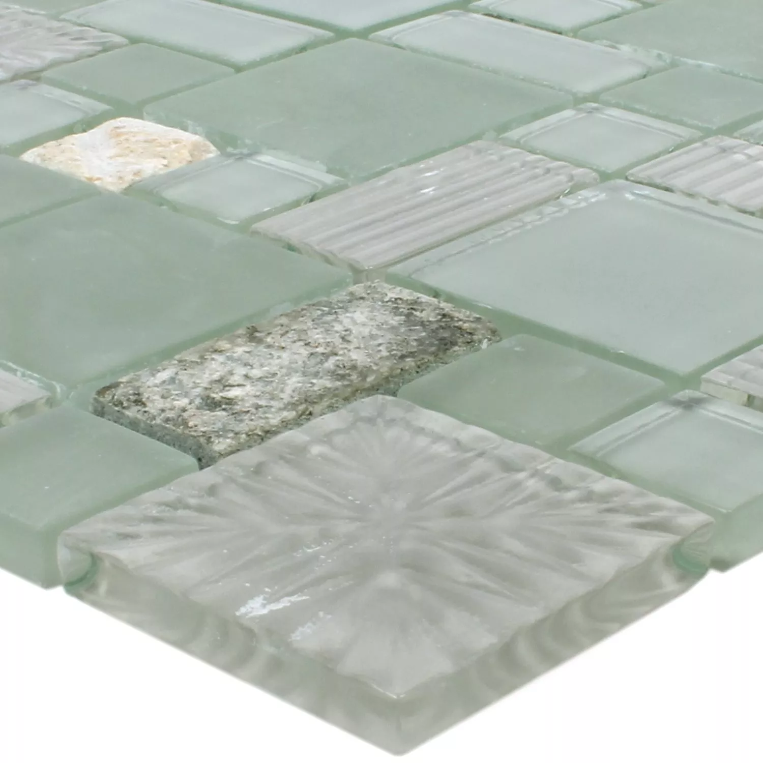 Mosaic Tiles Norderney Glass Natural Stone Grey