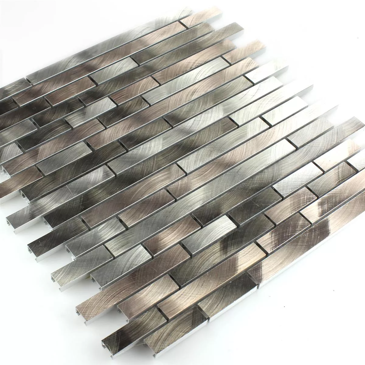 Mosaic Tiles Aluminium Metal Sahara Brown Mix