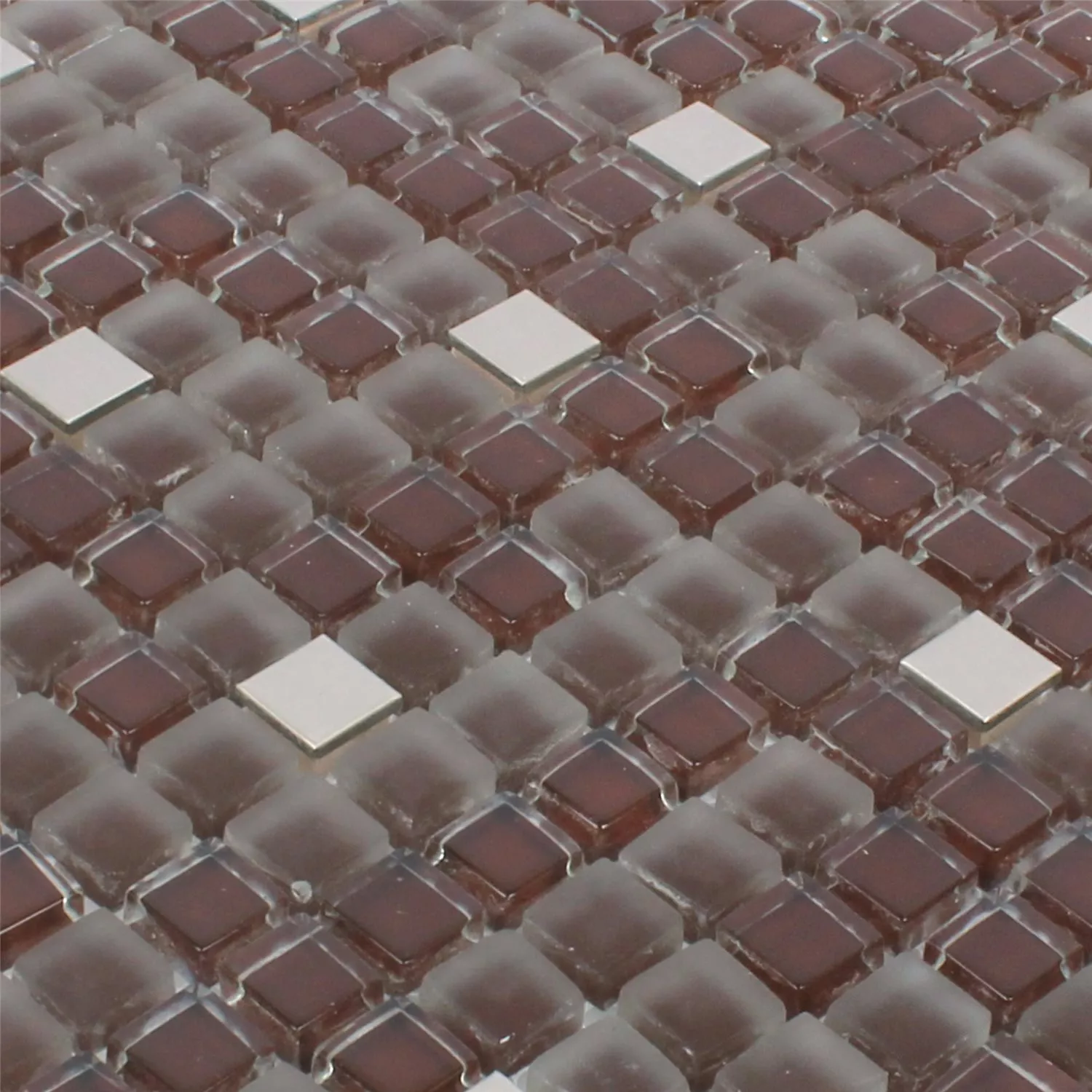 Mosaic Tiles Rotterdam Stainless Steel Glass Mix Brown Silver
