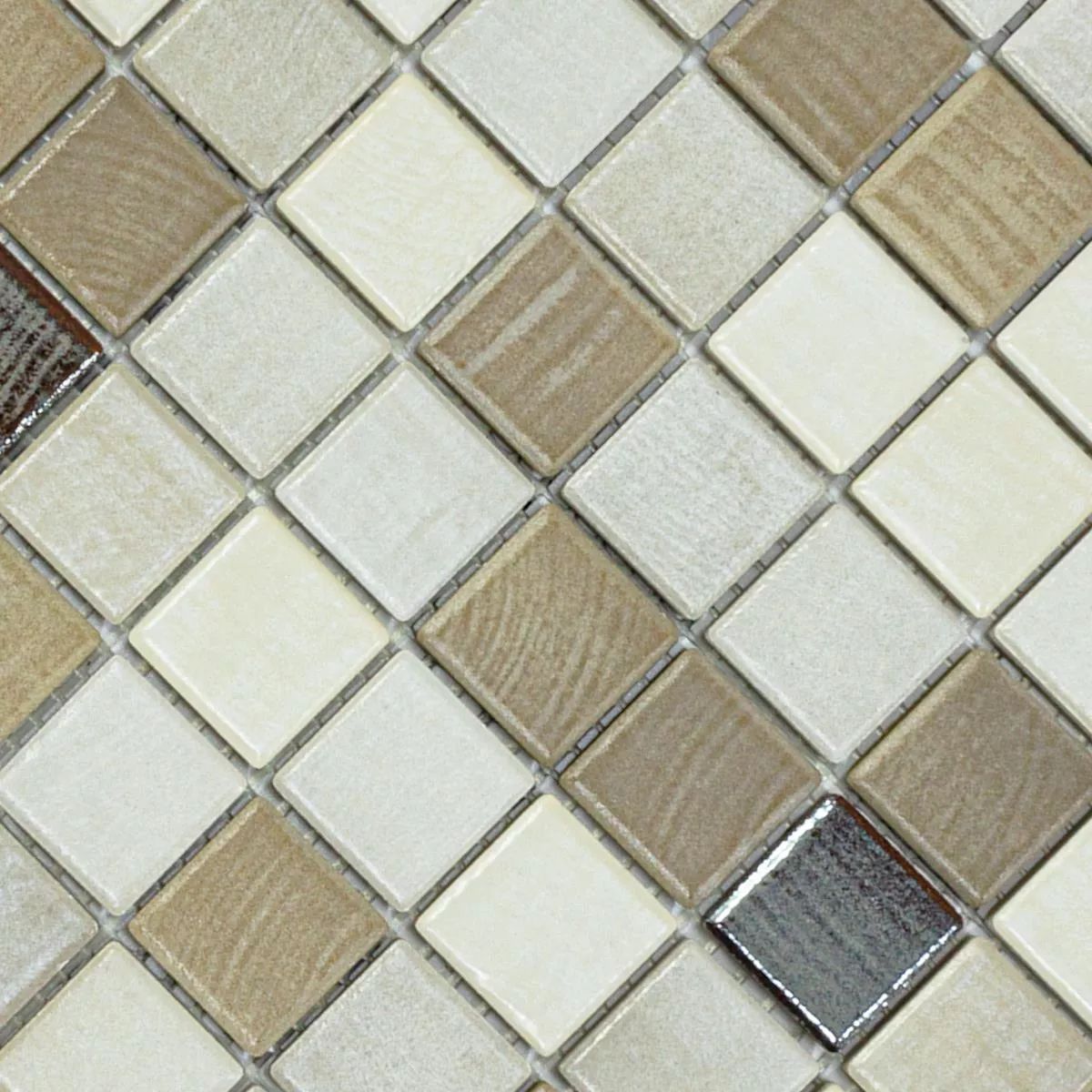 Ceramic Mosaic Tiles Luminara Wood Optic Brown Silver