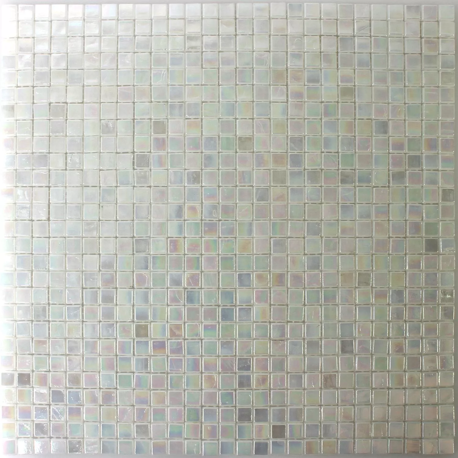 Sample Mosaic Tiles Glass Nacre Effect White Beige