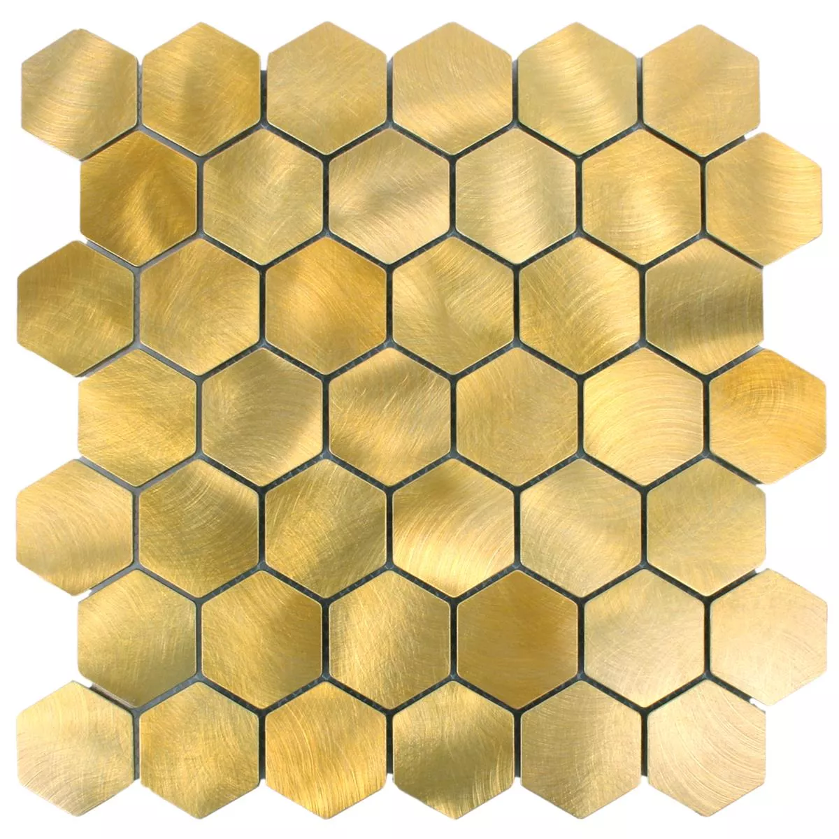 Sample Mosaic Tiles Aluminium Manhatten Hexagon Gold