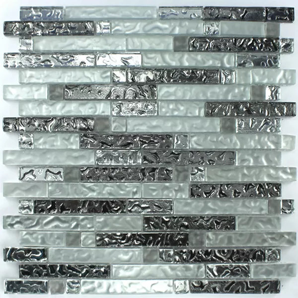 Mosaic Tiles Glass Silver Metal