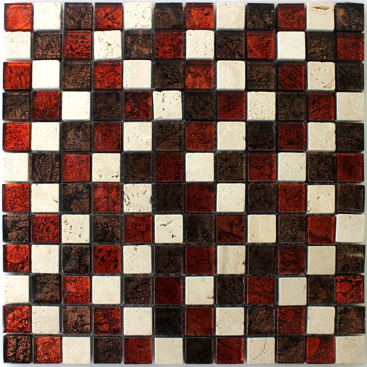 Sample Mosaic Tiles Natural Stone Glass Red Brown Beige