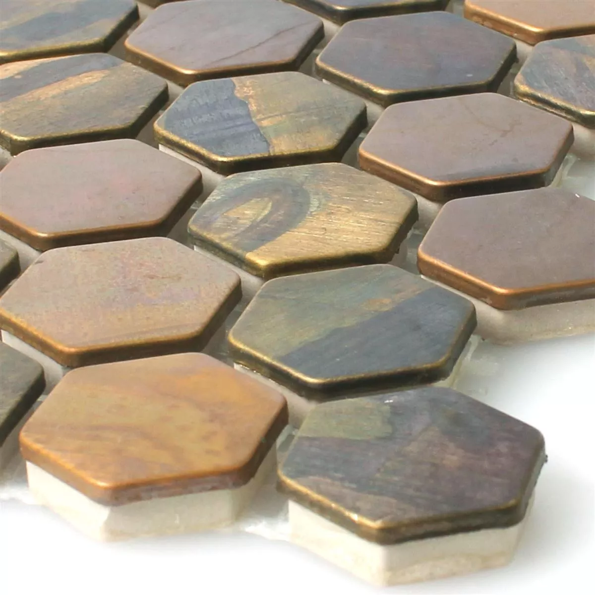 Mosaic Tiles Copper Merkur Hexagon Brown 24