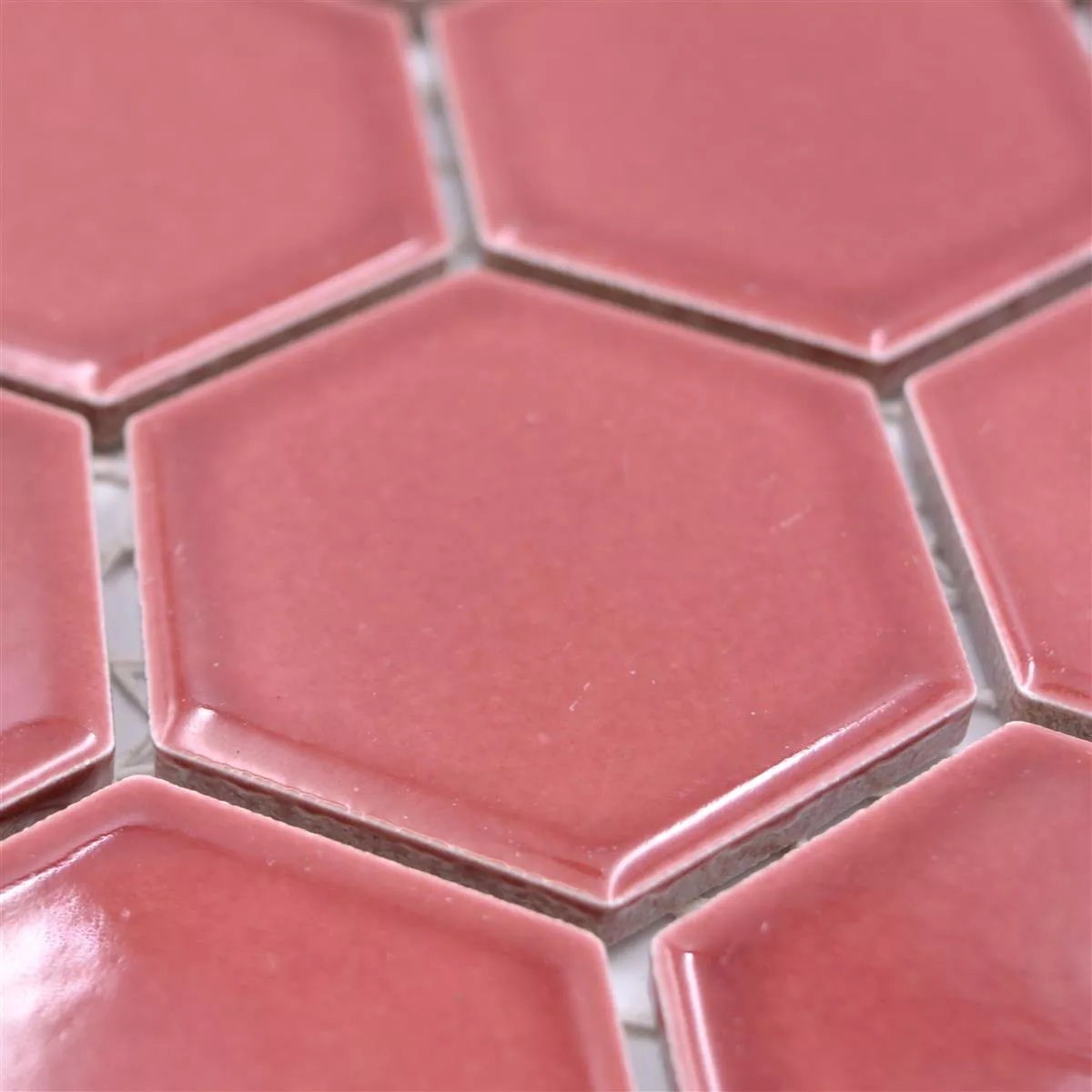 Sample from Ceramic Mosaic Salomon Hexagon Bordeaux Red H51