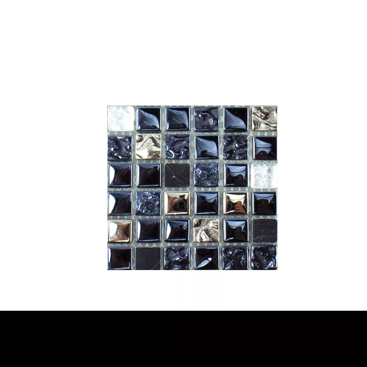 Sample Glass Natural Stone Mosaic Tile Cooktown Black Silver