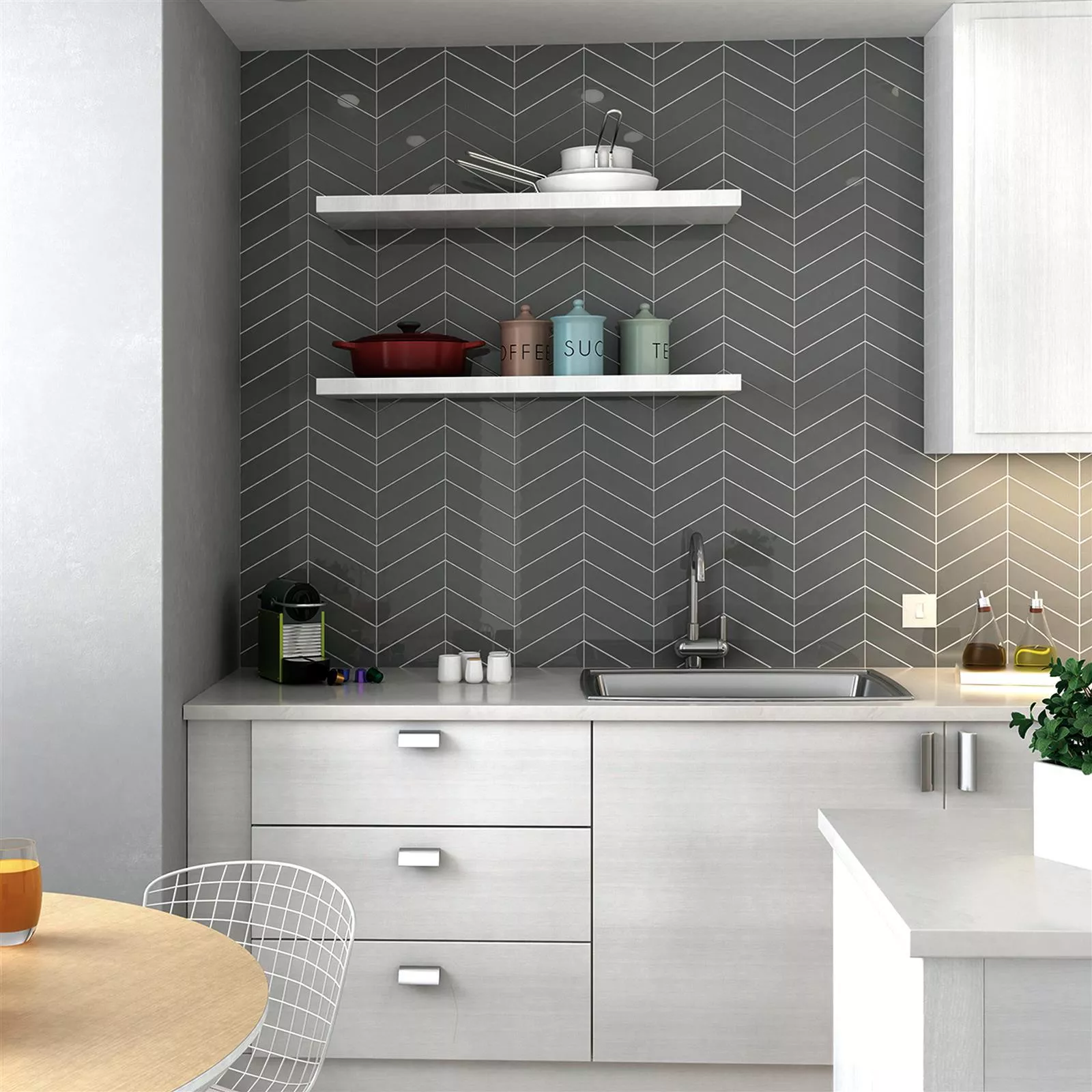 Wall Tiles Silex 18,6x5,2cm Dark Grey Obliquely Left