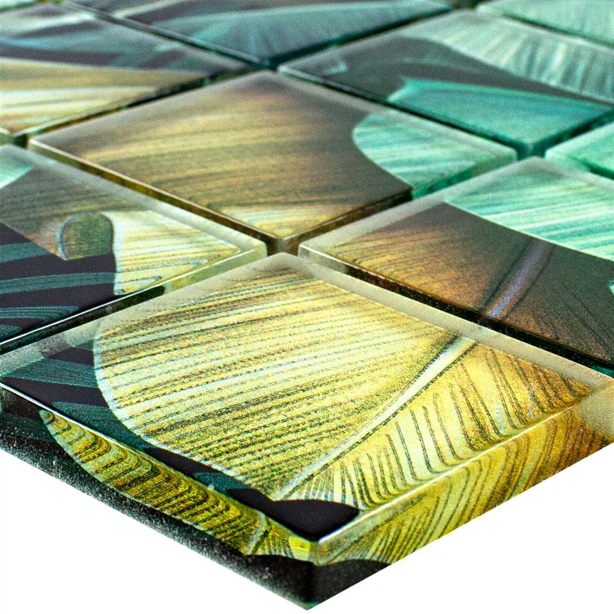 Glass Mosaic Tiles Pittsburg Flower Optics Green Brown