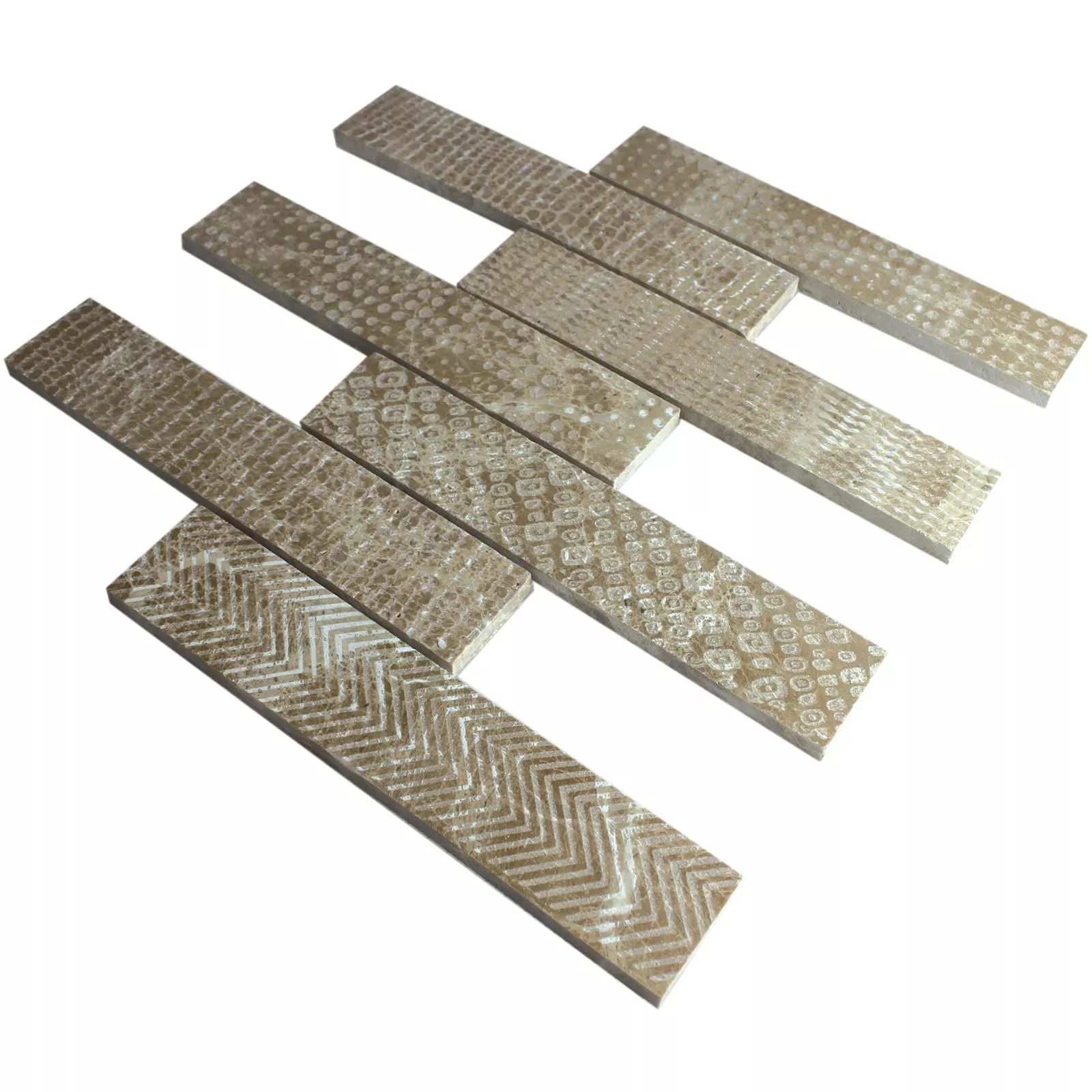 Marble Natural Stone Stripe Mosaic Tiles Grover Brown