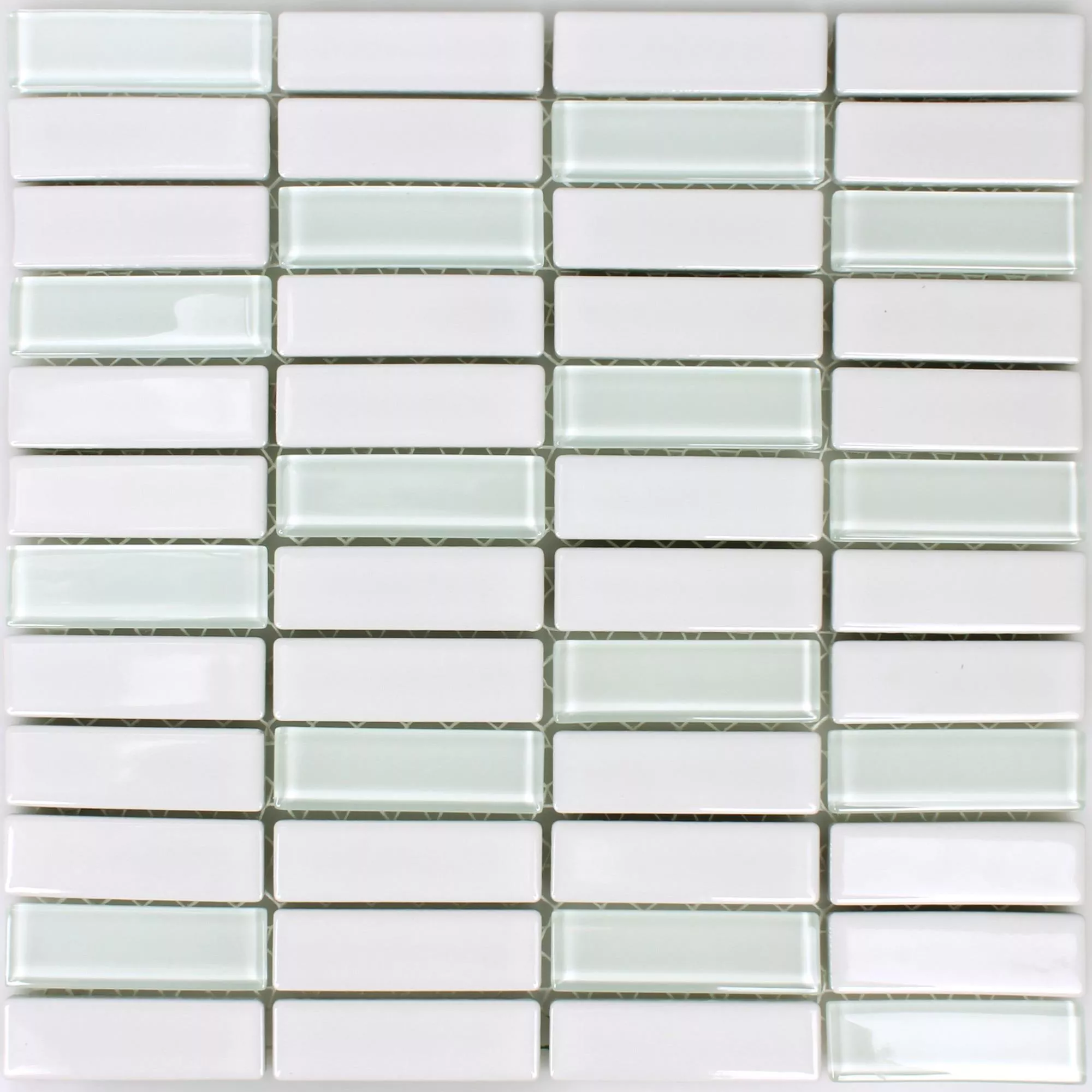 Sample Ceramic Glass Mosaic Tiles Romana White Glossy