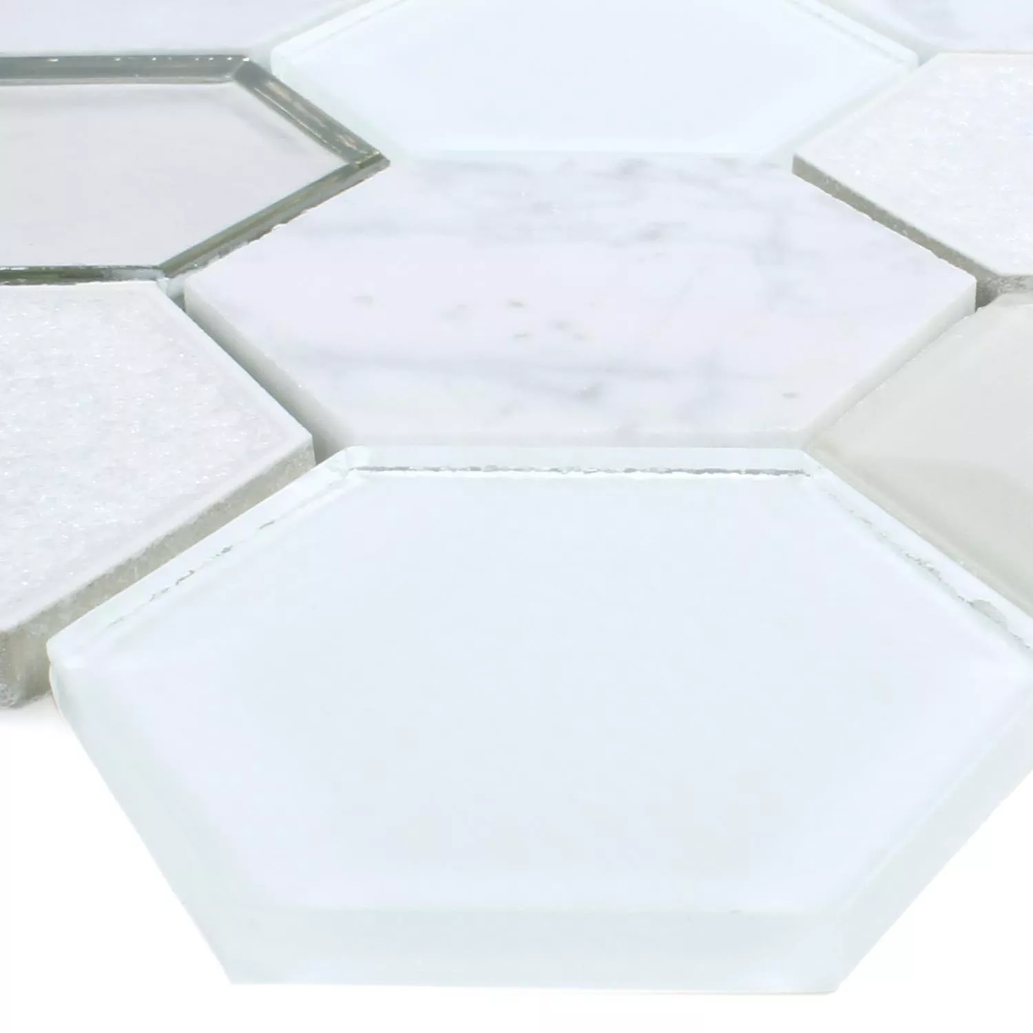 Sample Mosaic Tiles Concrete Glass Natural Stone 3D White