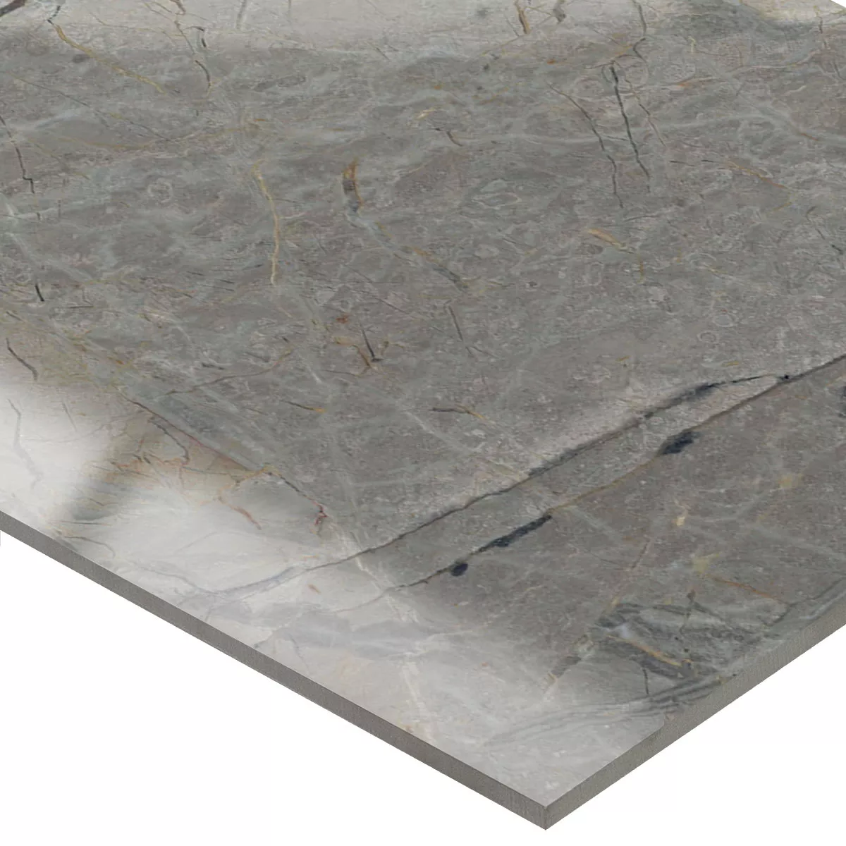 Floor Tiles Ancona Marble Optic Grey Polished Glossy 60x120cm