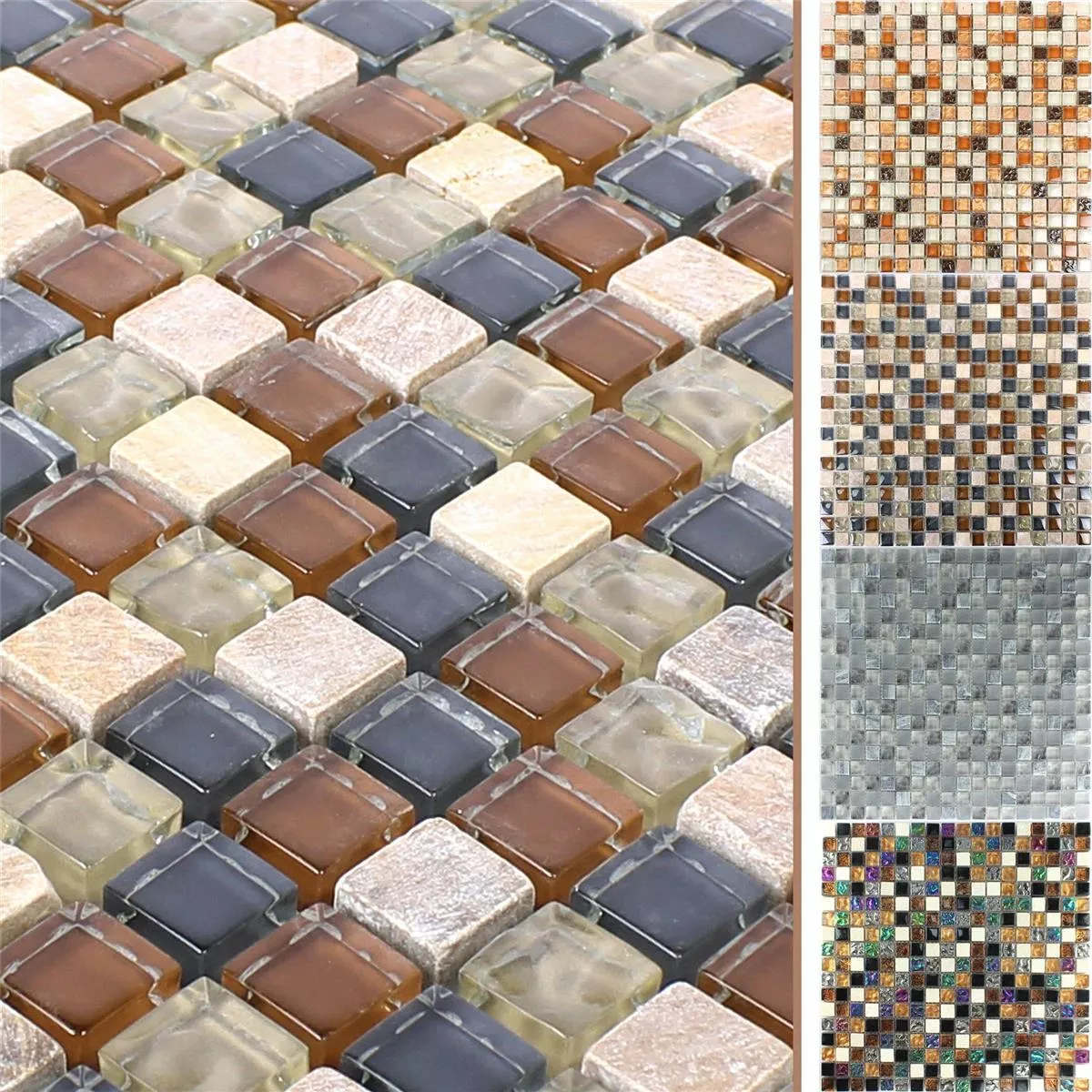 Glass Mosaic Natural Stone Tiles Festus Fluted