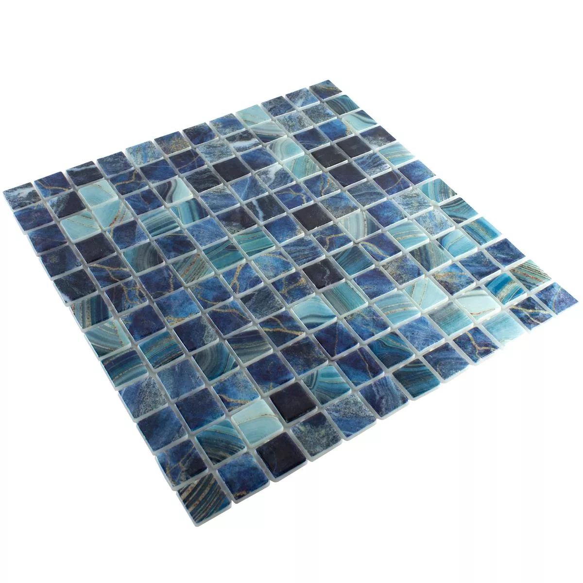 Glass Mosaic Swimming Pool Baltic Blue Cyan 25x25mm