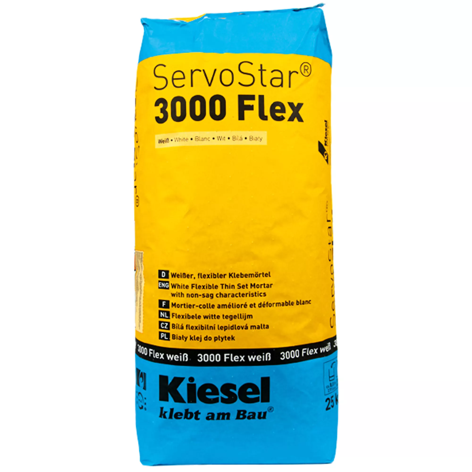 Kiesel tile adhesive Servostar 3000 - white, flexible adhesive mortar - glass mosaic (25 kg)