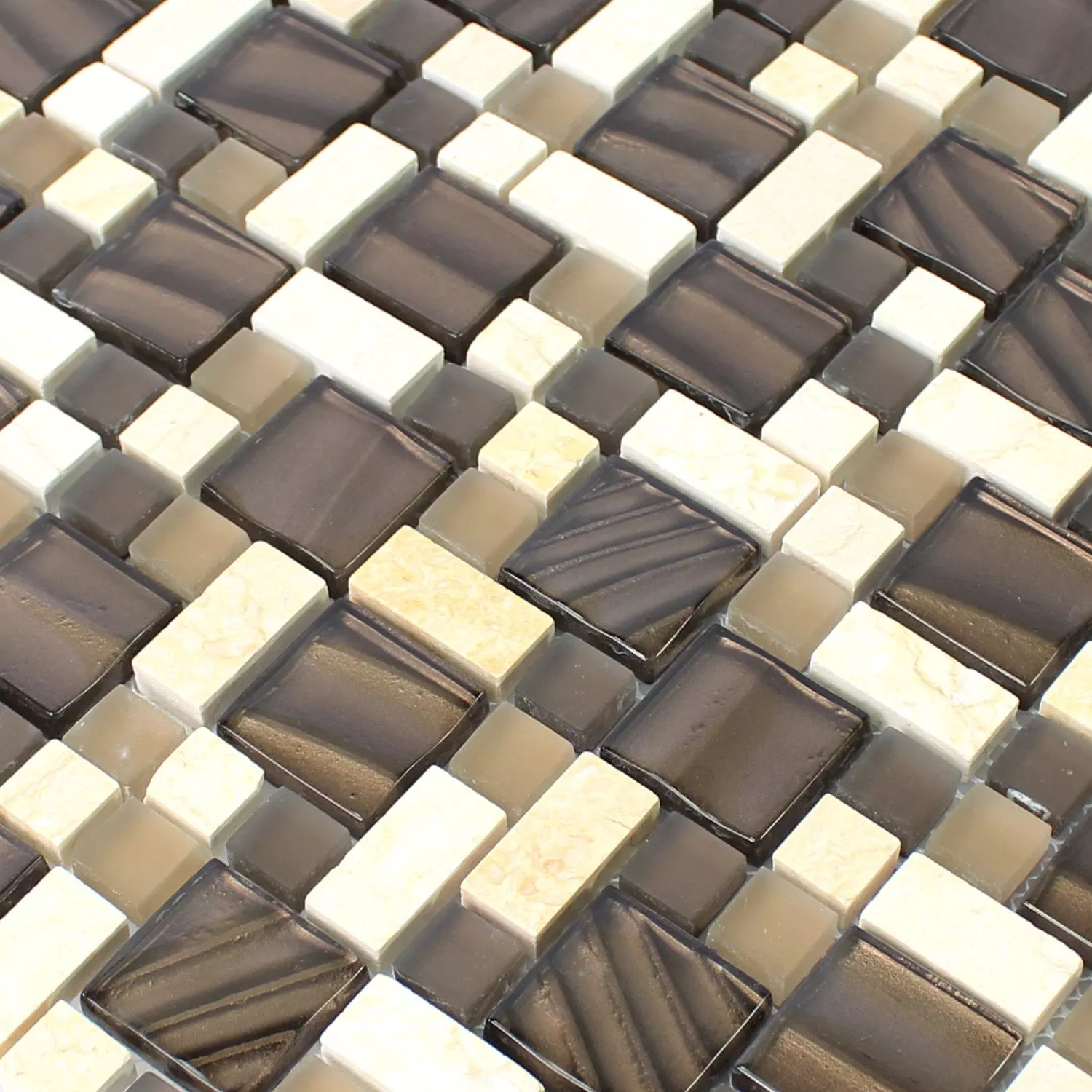 Sample Mosaic Tiles Glass Natural Stone Brown Beige