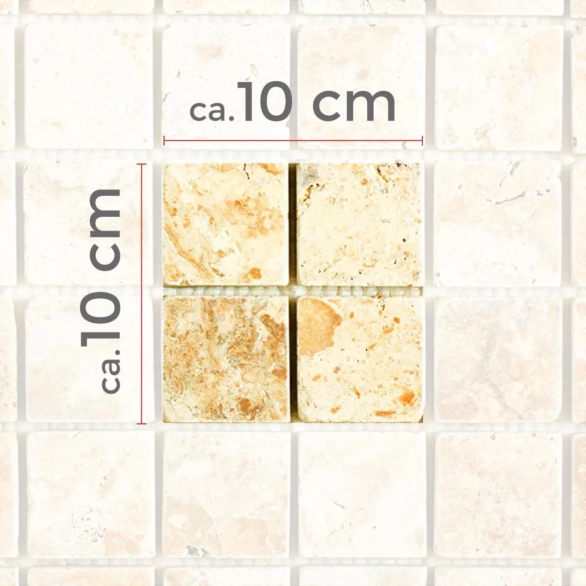 Sample Mosaic Tiles Travertine Castello Gold 48