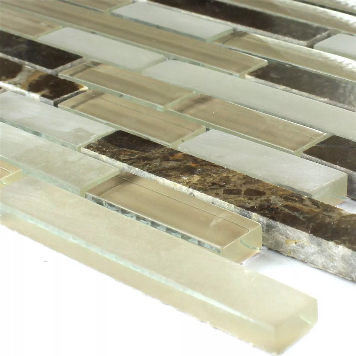 Sample Mosaic Tiles Glass Marble Quebeck Brown Mix