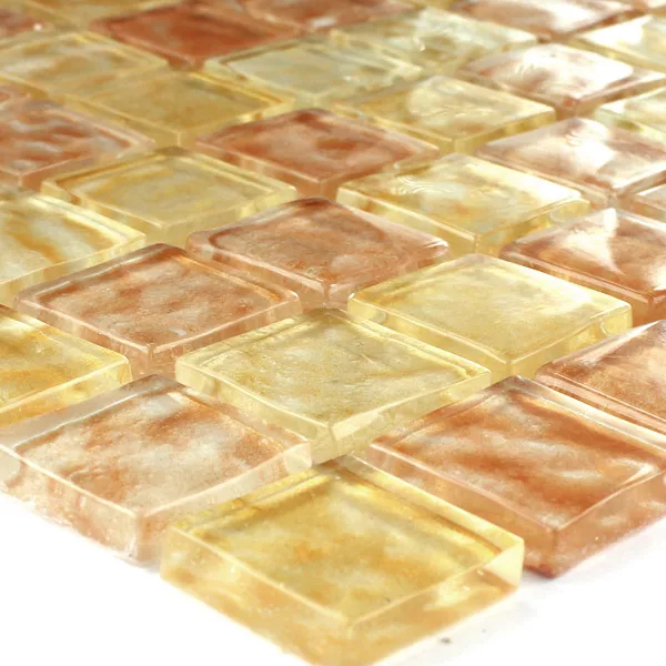 Mosaic Tiles Glass 25x25x6mm Amber Beige Mix