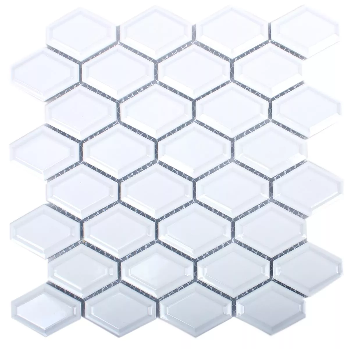 Sample Ceramic Mosaic Tiles Leandro Metro White Glossy