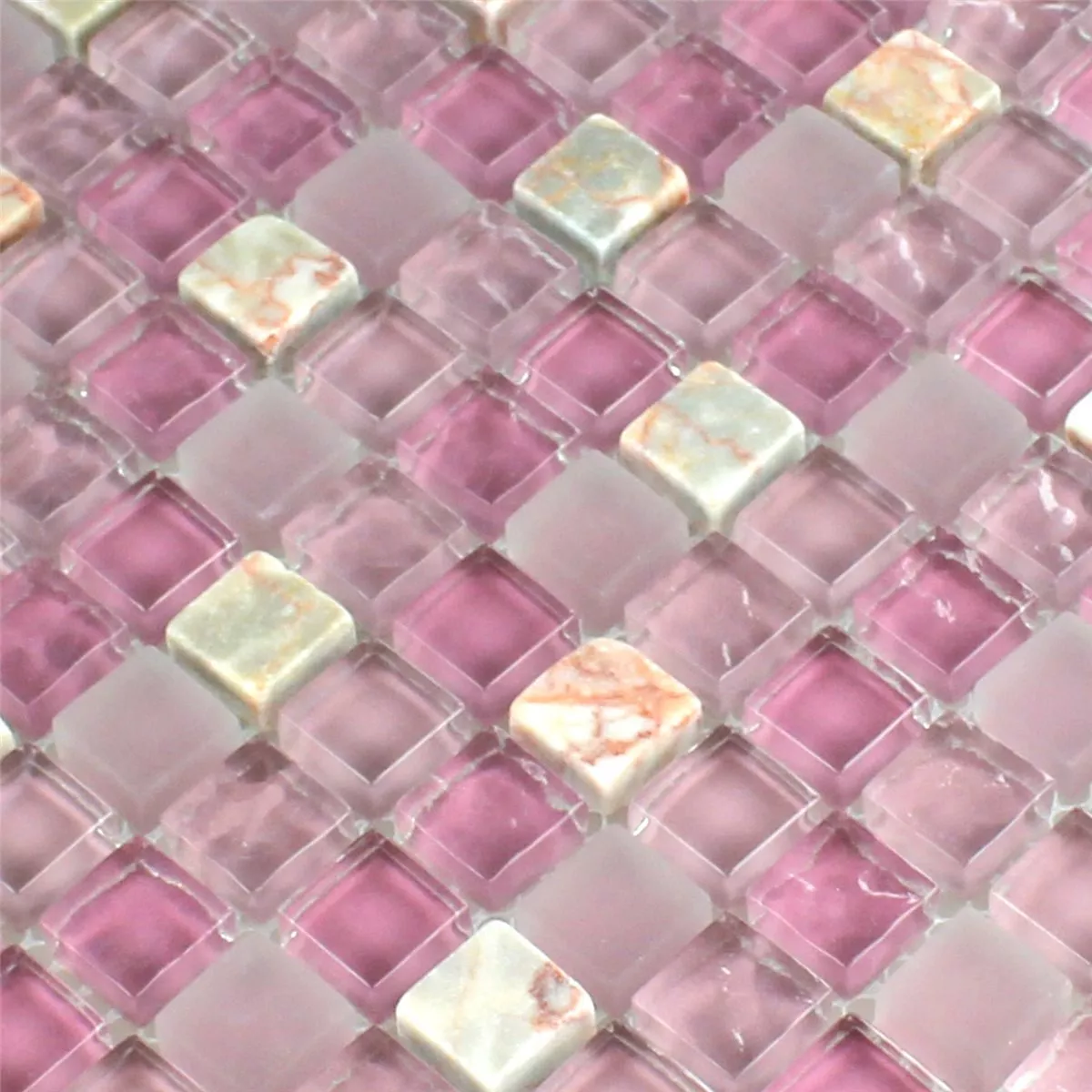 Sample Mosaic Tiles Glass Marble Pink Mix 